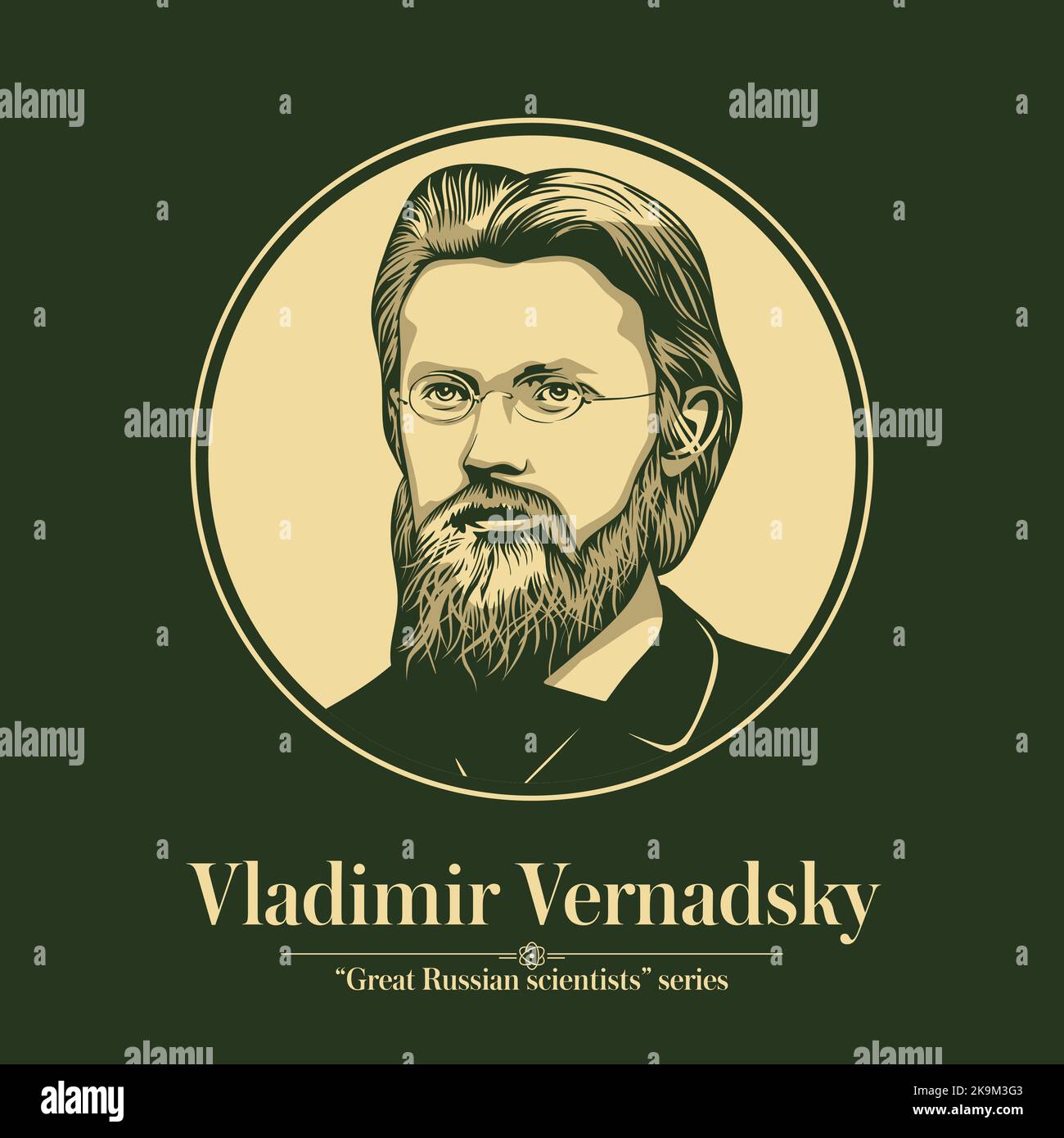 La Grande Serie di scienziati russi. Vladimir Vernadsky era un mineralogista e geochimico russo e sovietico che è considerato uno dei fondatori Illustrazione Vettoriale