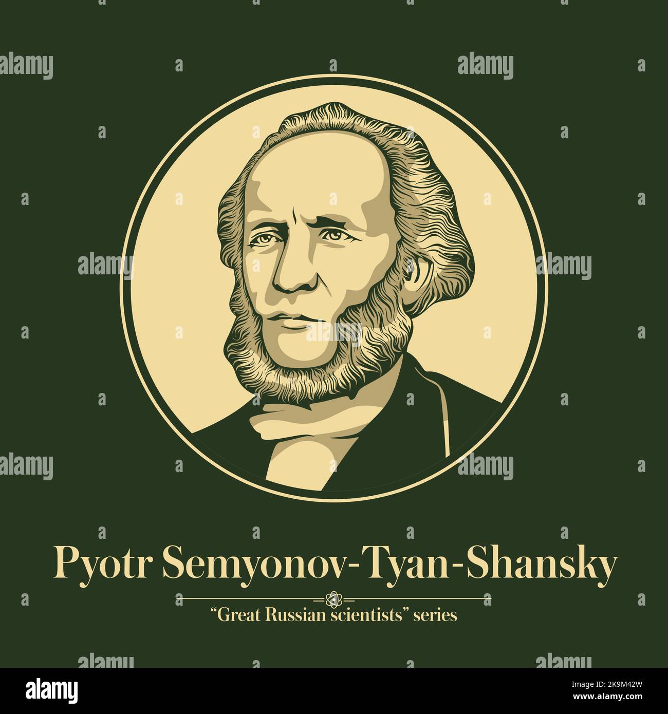 La Grande Serie di scienziati russi. Pyotr Semyonov-Tyan-Shansky era un geografo e statistico russo che gestiva la geografia russa Illustrazione Vettoriale