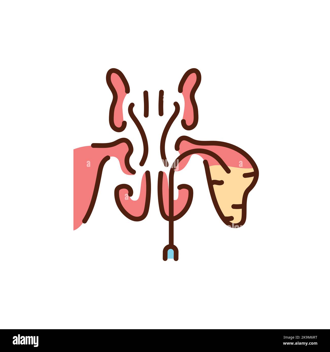 Trattamento dell'icona della linea di colore sinusite. Pittogramma per la pagina Web Illustrazione Vettoriale