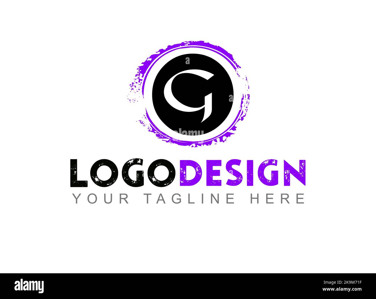 Logo lettera G. Il tuo testo qui . Modello logo su sfondo bianco. Foto Stock