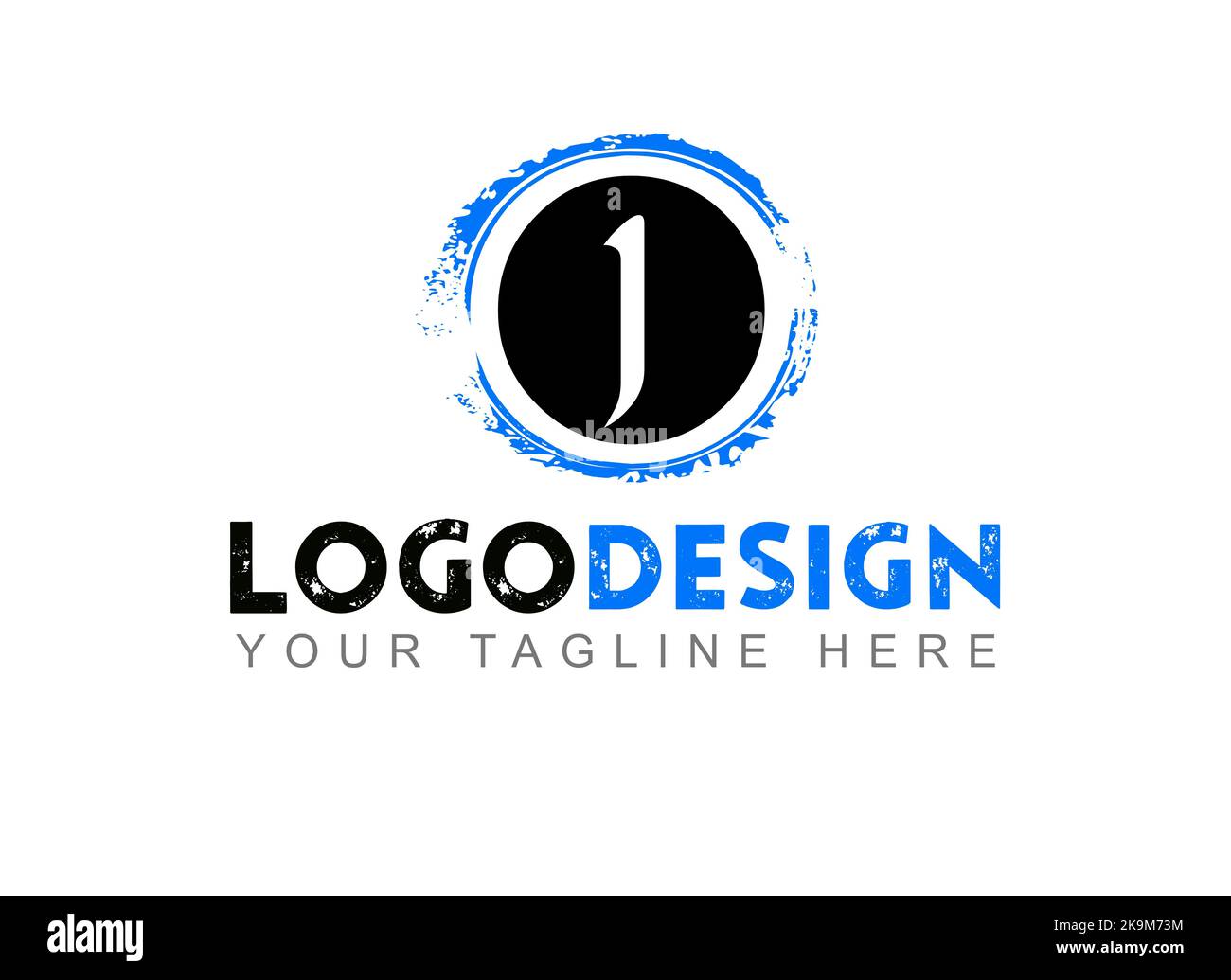 Logo lettera J. Il tuo testo qui . Modello logo su sfondo bianco. Foto Stock