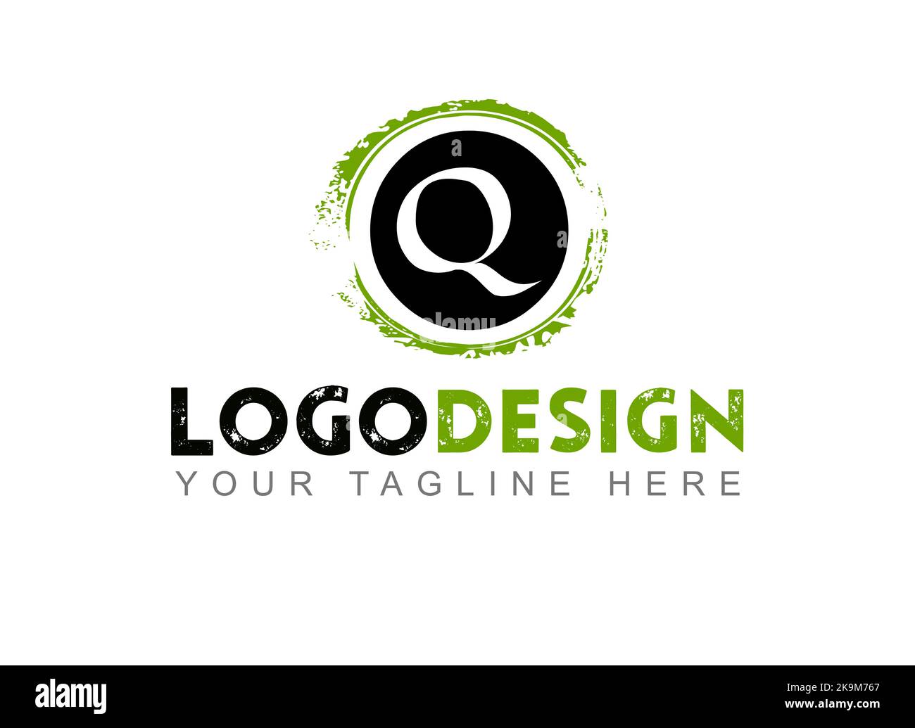 Logo Letter Q. Il tuo testo qui . Modello logo su sfondo bianco. Foto Stock