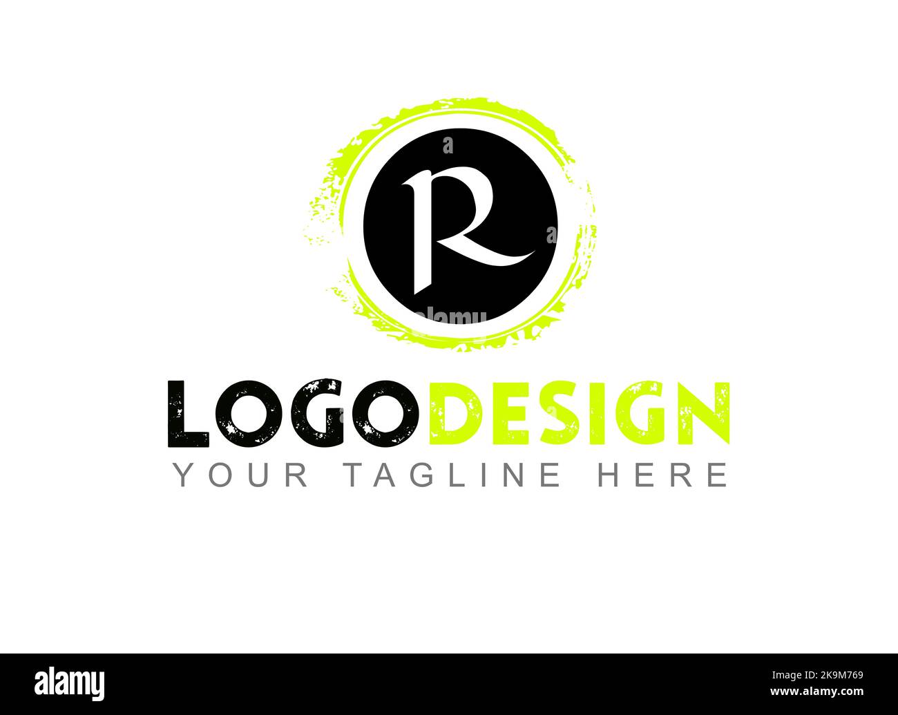 Design del logo Letter R. Il tuo testo qui . Modello logo su sfondo bianco. Foto Stock