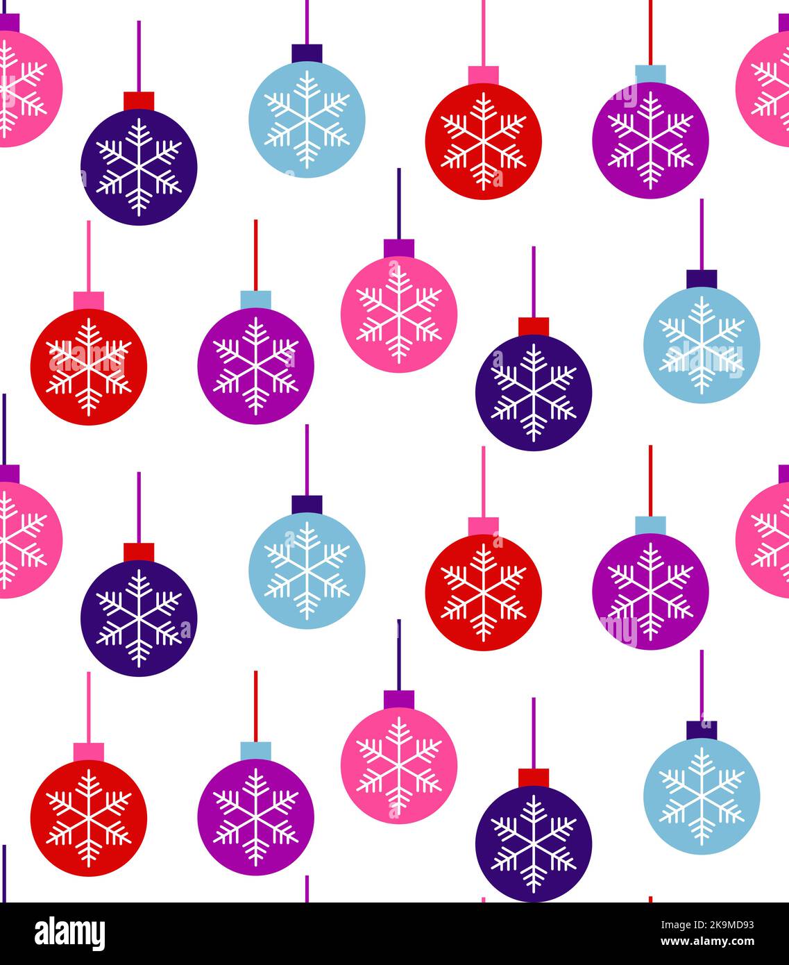 Palle di Natale e fiocchi di neve, modello vettoriale senza cuciture Illustrazione Vettoriale