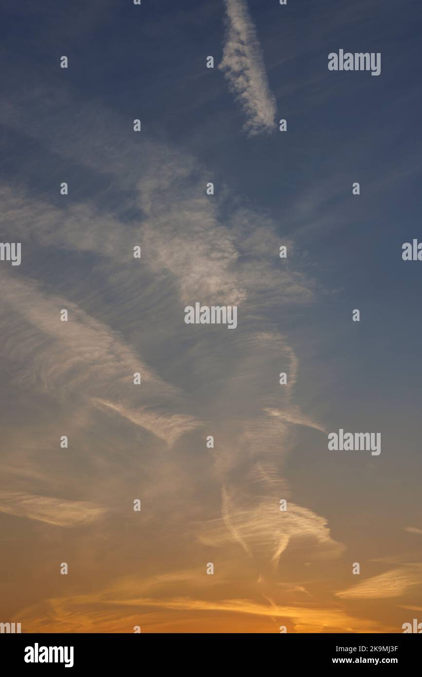 Cirrus nuvole contro un cielo blu Foto Stock