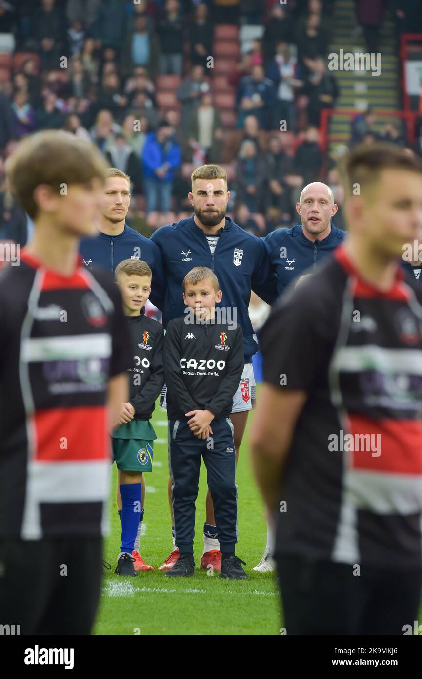 Sheffield, Regno Unito. 29th Ott 2022. Rugby League World Cup 2021 gruppo Una partita tra Grecia V Inghilterra a Bramall Lane, Sheffield, South Yorkshire, UK il 29 ottobre 2022 (Foto di Craig Cresswell/Alamy Live News) Credit: Craig Cresswell/Alamy Live News Foto Stock