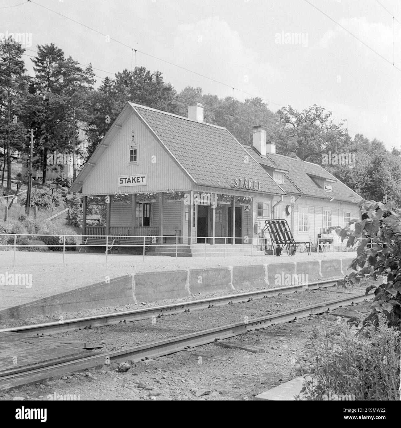 Stazione di Stäket. La stazione è stata costruita nel 1887. Nuovo gruppo di comando 1947, il cantiere è stato ampliato nel 1946. Foto Stock