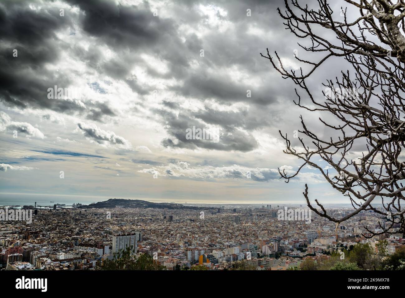 Veduta aerea di Barcellona Spagna dall'antiaereo Foto Stock