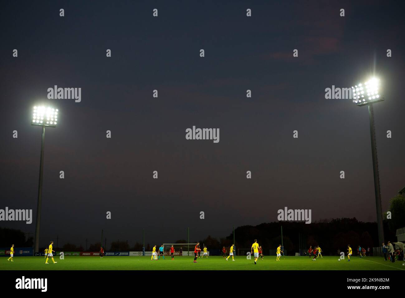 Una partita di calcio tra Romania U17 e Belgio U17, sabato 29 ottobre 2022 a Buftea, Romania, partita 2/3 nelle qualifiche per i Campionati europei 2023. FOTO DI BELGA NIKOLA KRSTIC Foto Stock