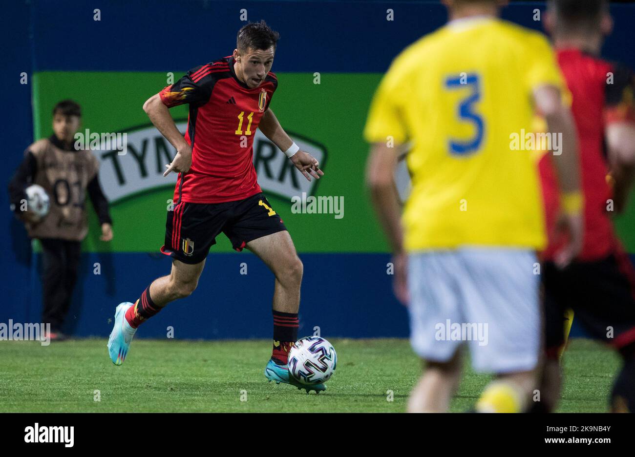 Cedric Nuozzi in Belgio una partita di calcio tra Romania U17 e Belgio U17, sabato 29 ottobre 2022 a Buftea, Romania, partita 2/3 nelle qualifiche per i Campionati europei 2023. FOTO DI BELGA NIKOLA KRSTIC Foto Stock