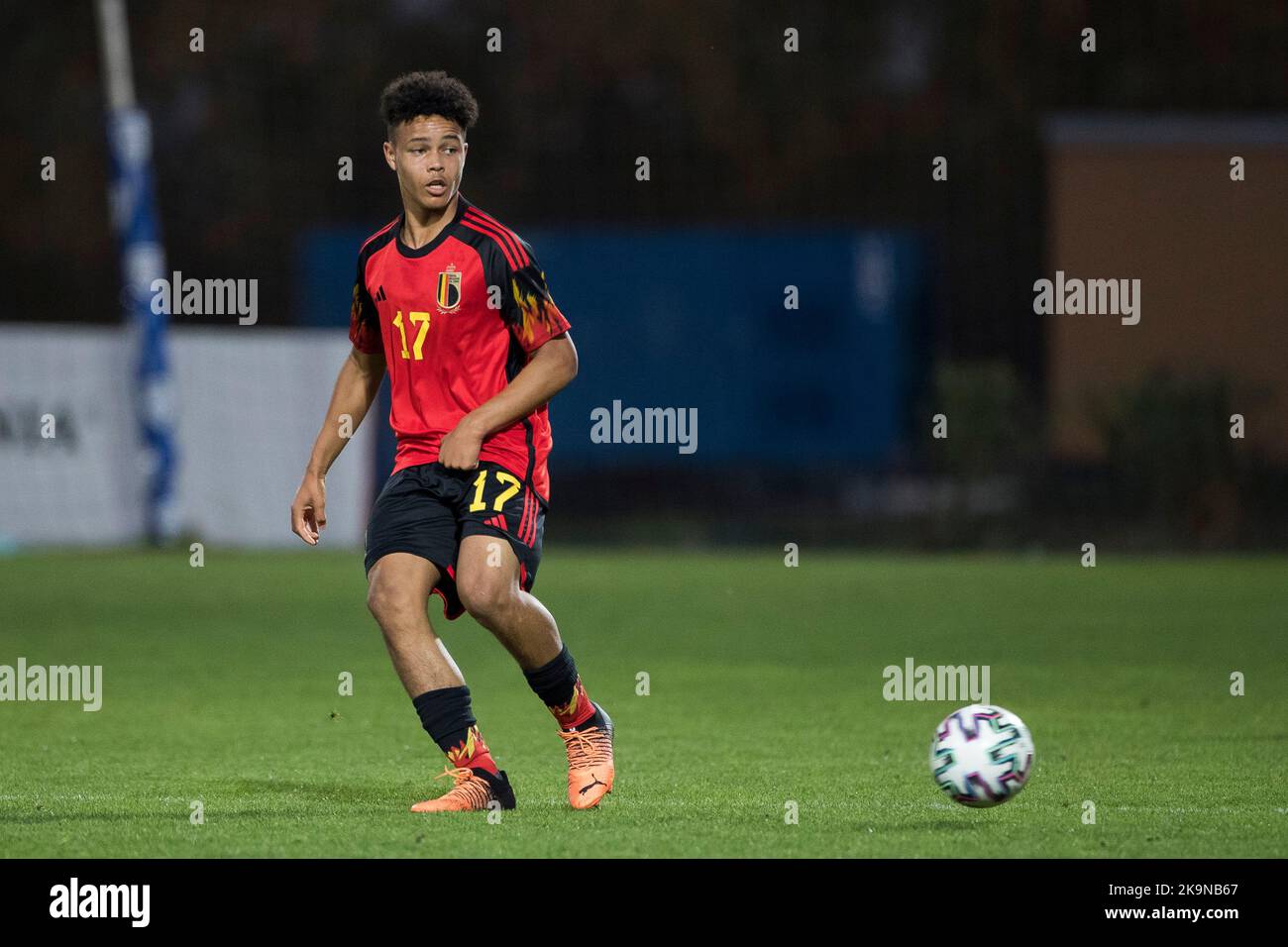 Il belga Nolhan Courtens una partita di calcio tra Romania U17 e Belgio U17, sabato 29 ottobre 2022 a Buftea, Romania, partita 2/3 nelle qualifiche per i Campionati europei 2023. FOTO DI BELGA NIKOLA KRSTIC Foto Stock