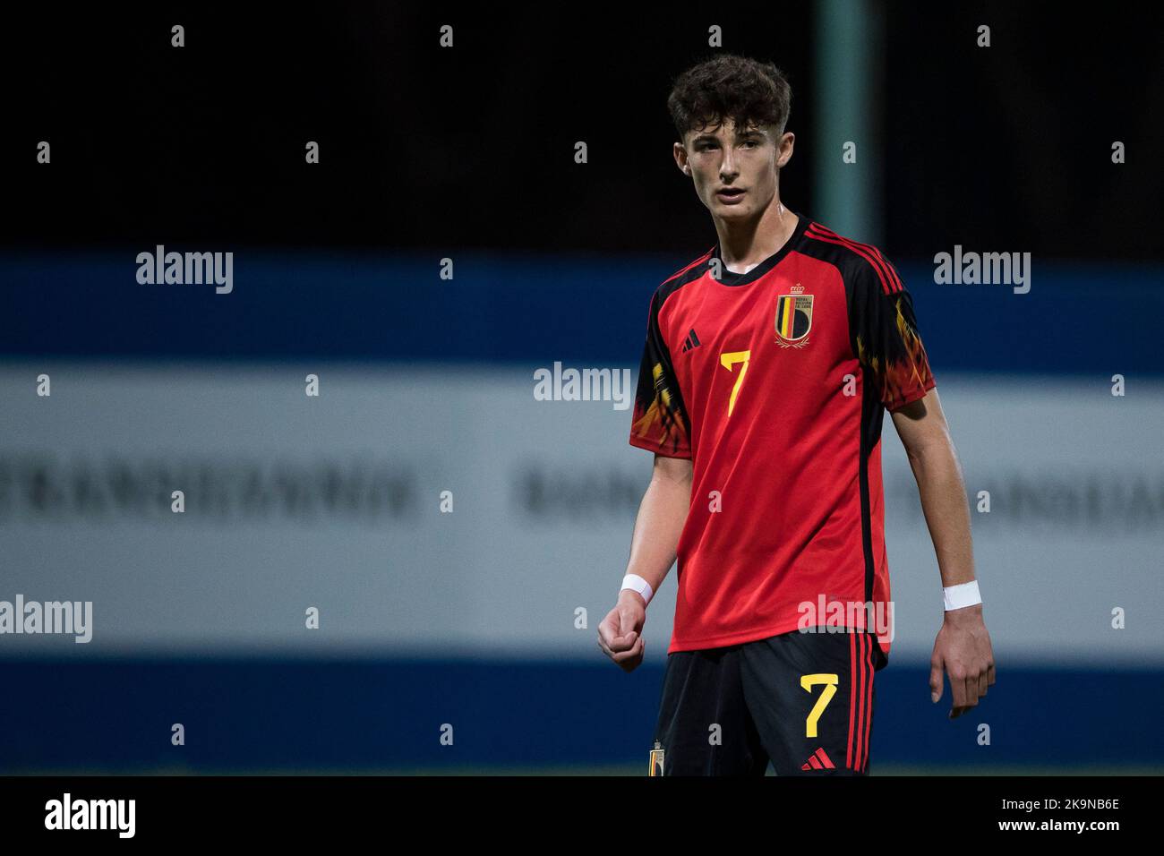 Robin Mirisola in Belgio una partita di calcio tra Romania U17 e Belgio U17, sabato 29 ottobre 2022 a Buftea, Romania, partita 2/3 nelle qualifiche per i Campionati europei 2023. FOTO DI BELGA NIKOLA KRSTIC Foto Stock