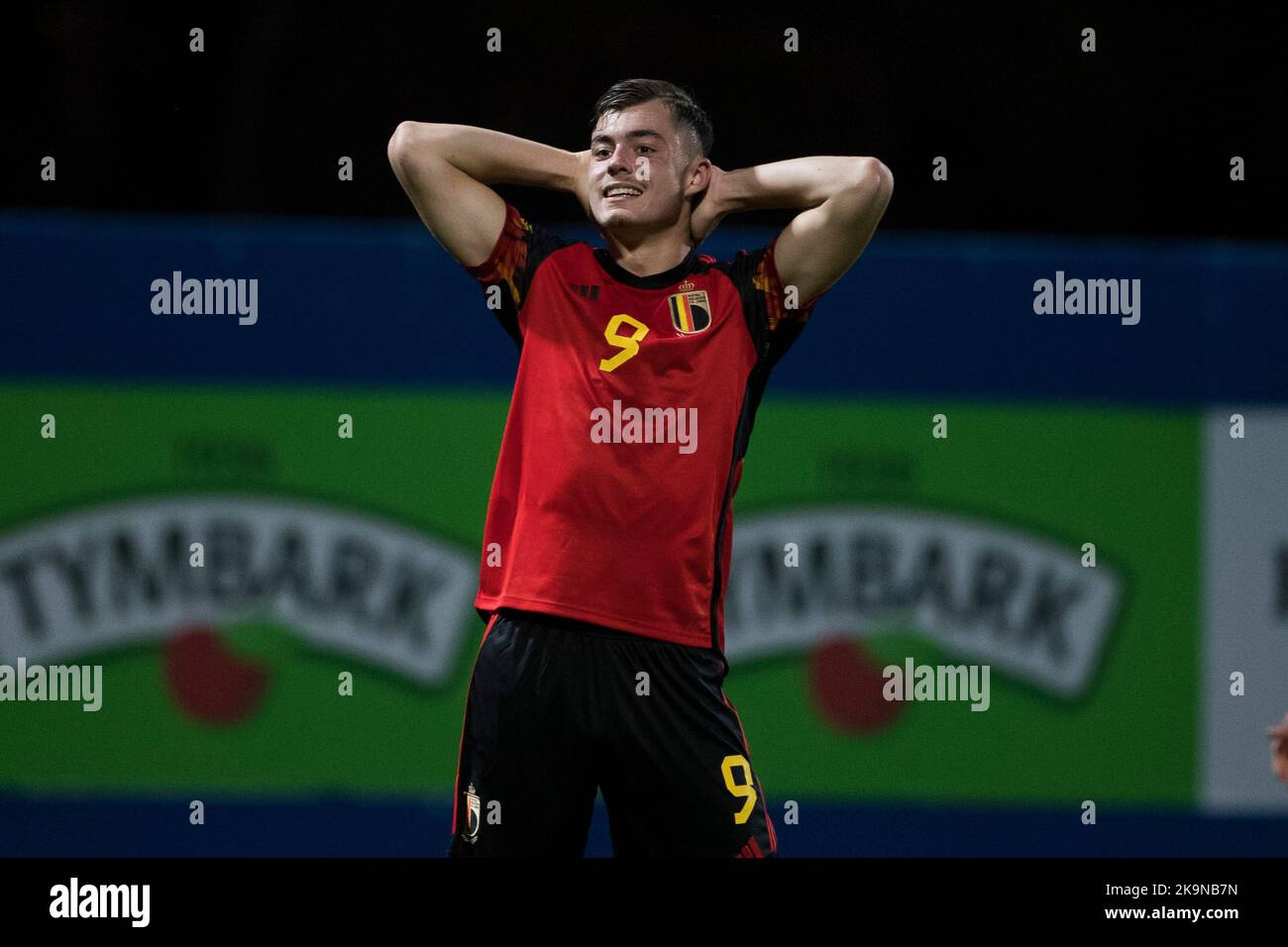 Il belga Matteo Filorizzo una partita di calcio tra Romania U17 e Belgio U17, sabato 29 ottobre 2022 a Buftea, Romania, partita 2/3 nelle qualifiche per i Campionati europei 2023. FOTO DI BELGA NIKOLA KRSTIC Foto Stock