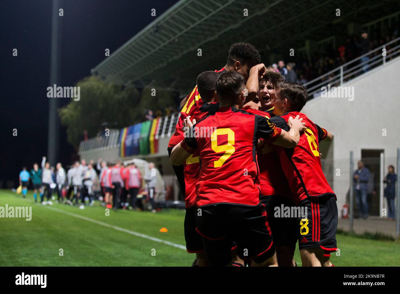 Robin Mirisola in Belgio una partita di calcio tra Romania U17 e Belgio U17, sabato 29 ottobre 2022 a Buftea, Romania, partita 2/3 nelle qualifiche per i Campionati europei 2023. FOTO DI BELGA NIKOLA KRSTIC Foto Stock