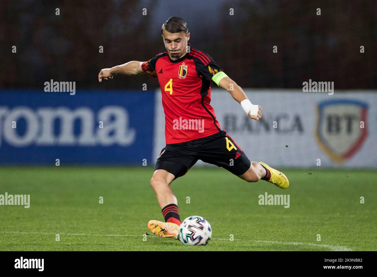 Belgio Ethan Butera una partita di calcio tra Romania U17 e Belgio U17, sabato 29 ottobre 2022 a Buftea, Romania, partita 2/3 nelle qualifiche per i Campionati europei 2023. FOTO DI BELGA NIKOLA KRSTIC Foto Stock
