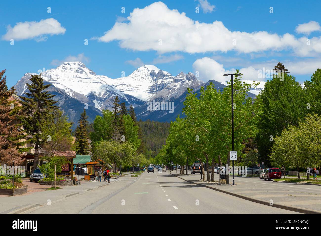 Banff Street, Banff, Canada Foto Stock