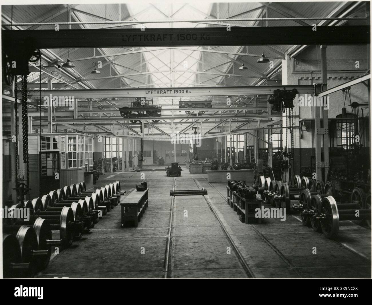 Tomteboda. State Railways, SJ. L'officina principale. Officina di revisione delle ruote fornita nel 1930. Foto Stock