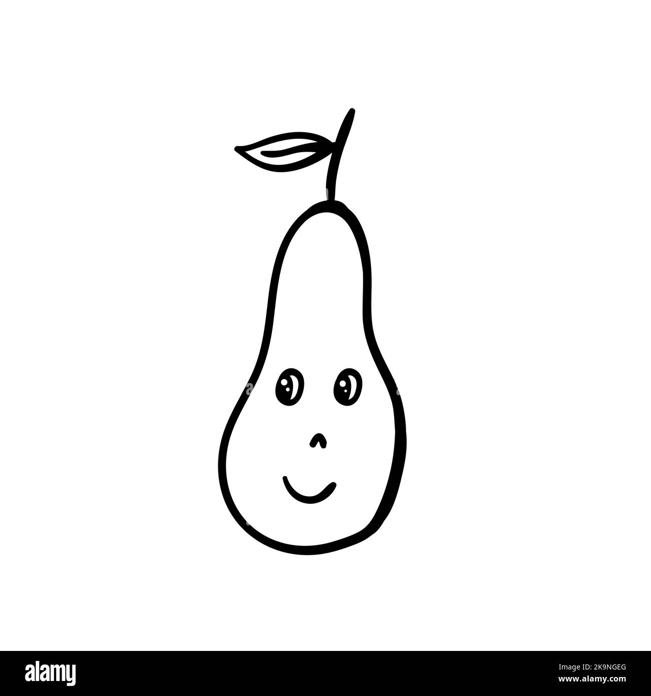 Cartone animato con viso emotivo, occhi e sorriso. Illustrazione vettoriale. Elemento del libro da colorare. Illustrazione Vettoriale