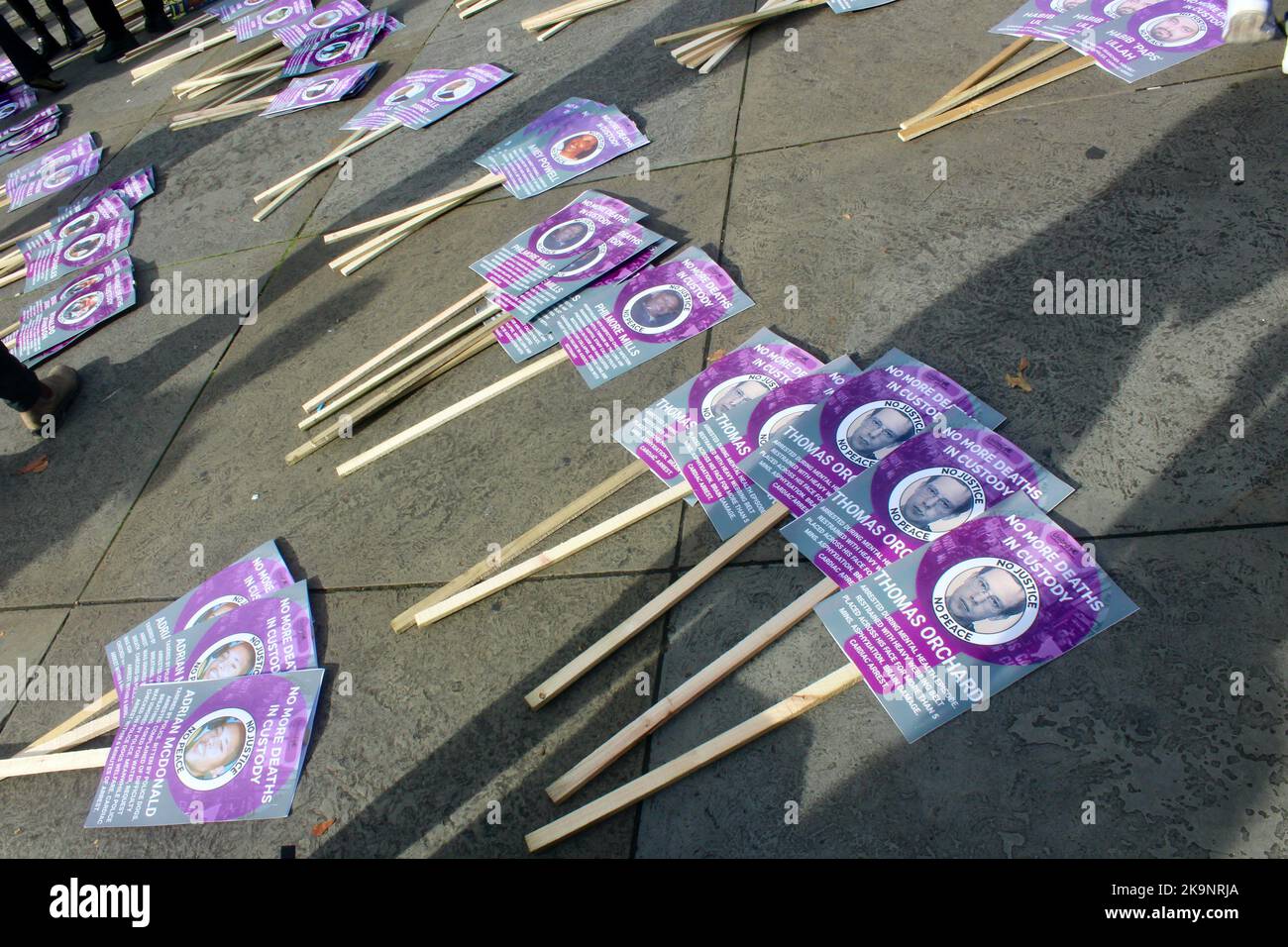 protesta contro i decessi nelle custodia di polizia in gran bretagna 29th ottobre 2022 Foto Stock