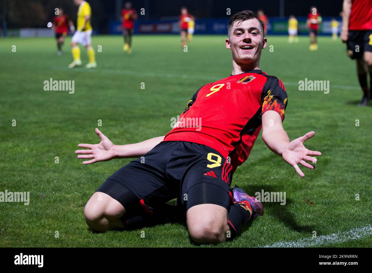 Il belga Matteo Filorizzo una partita di calcio tra Romania U17 e Belgio U17, sabato 29 ottobre 2022 a Buftea, Romania, partita 2/3 nelle qualifiche per i Campionati europei 2023. FOTO DI BELGA NIKOLA KRSTIC Foto Stock