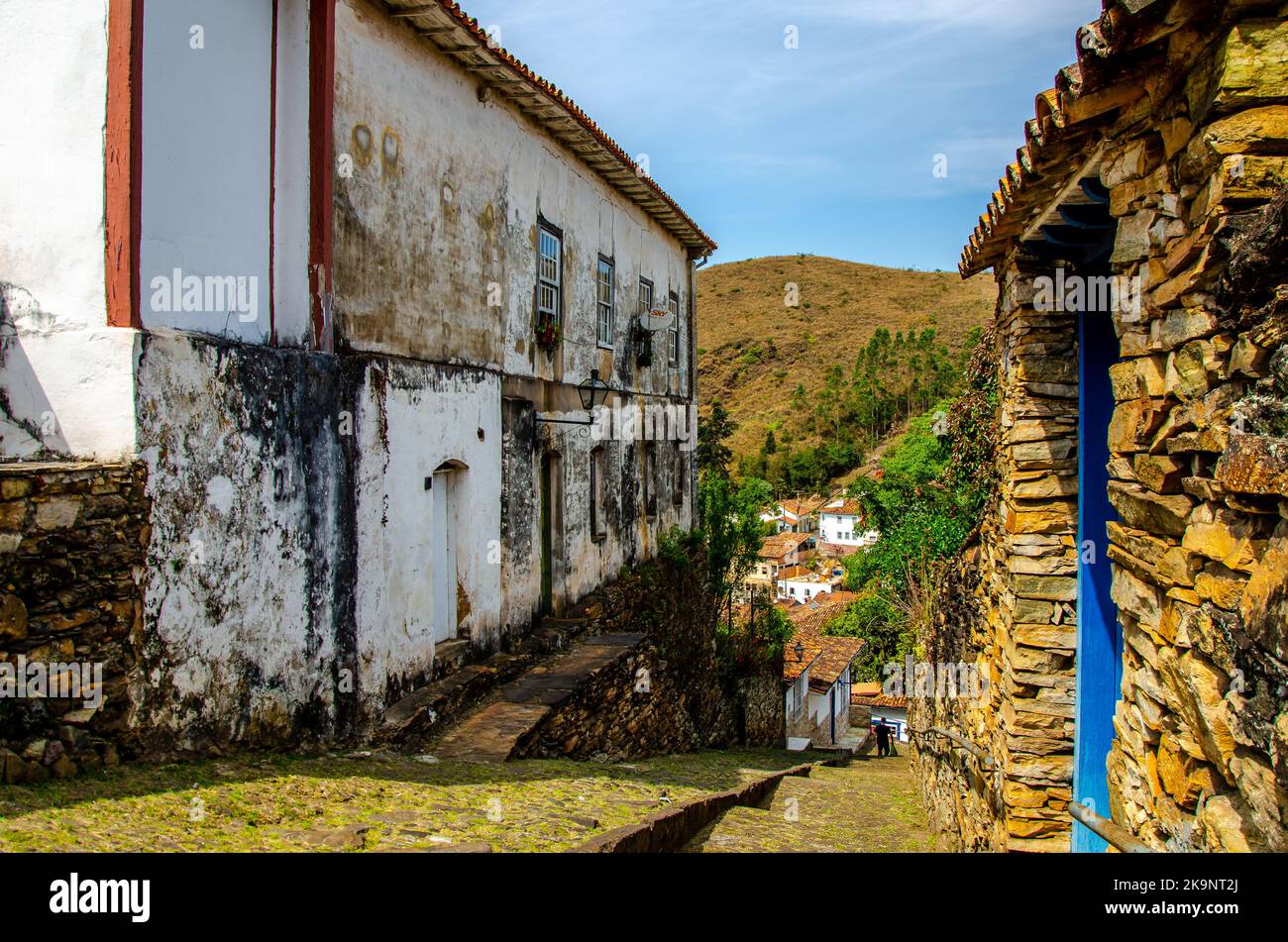 Incantevoli strade di Ouro Preto , Brasile. Foto Stock