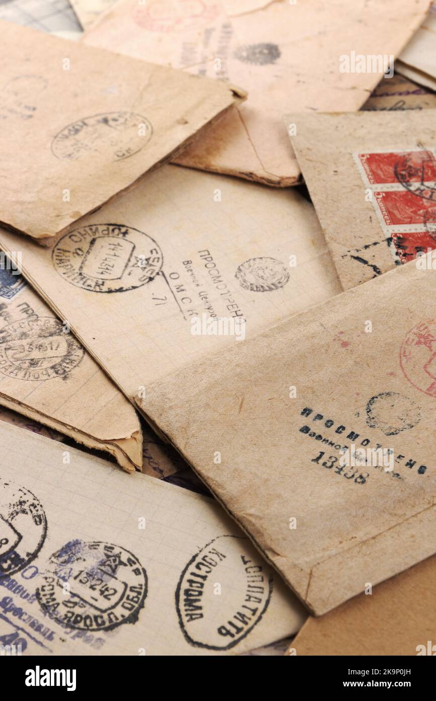 Lettere postali del periodo della guerra mondiale 2, 1941-1945, URSS Foto Stock