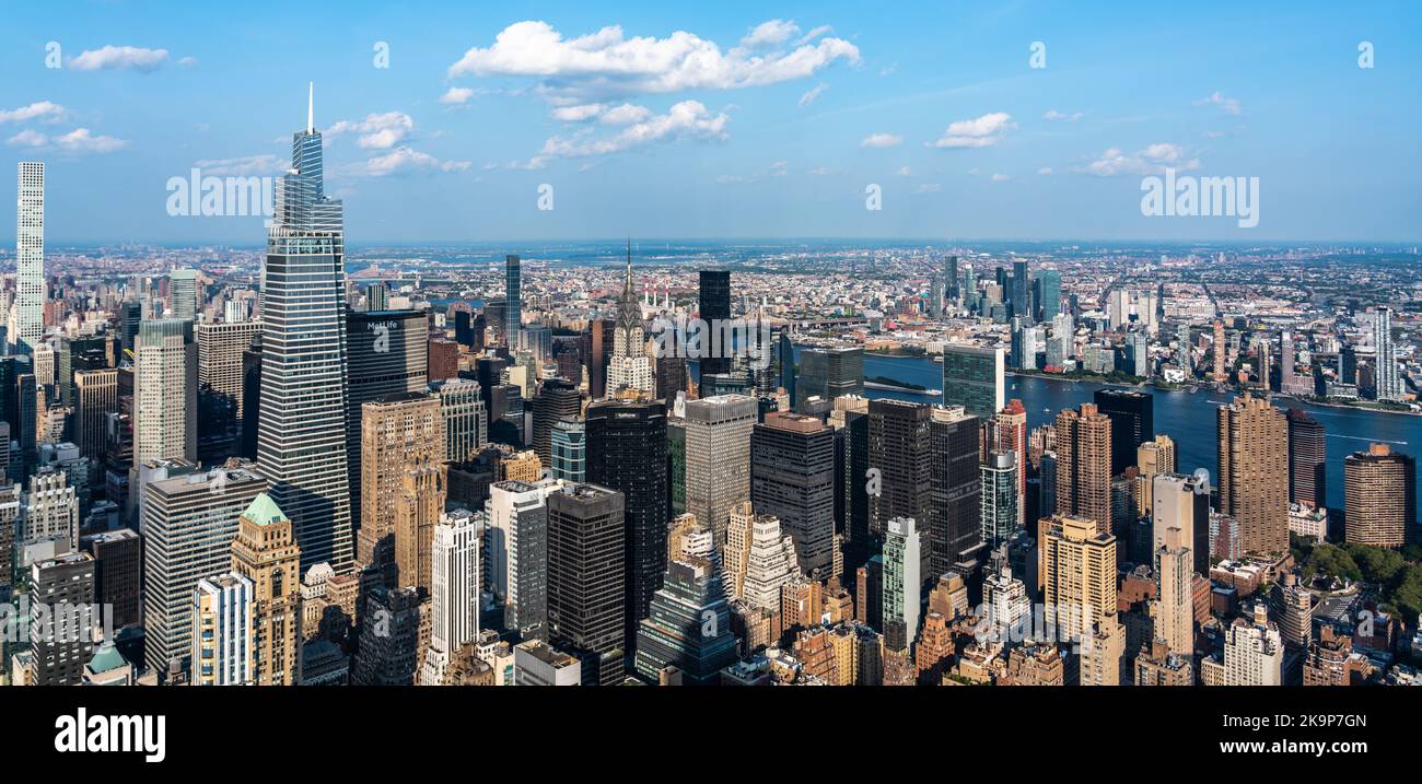 Skyline di New York City, panorama con grattacieli a Midtown Manhattan Foto Stock