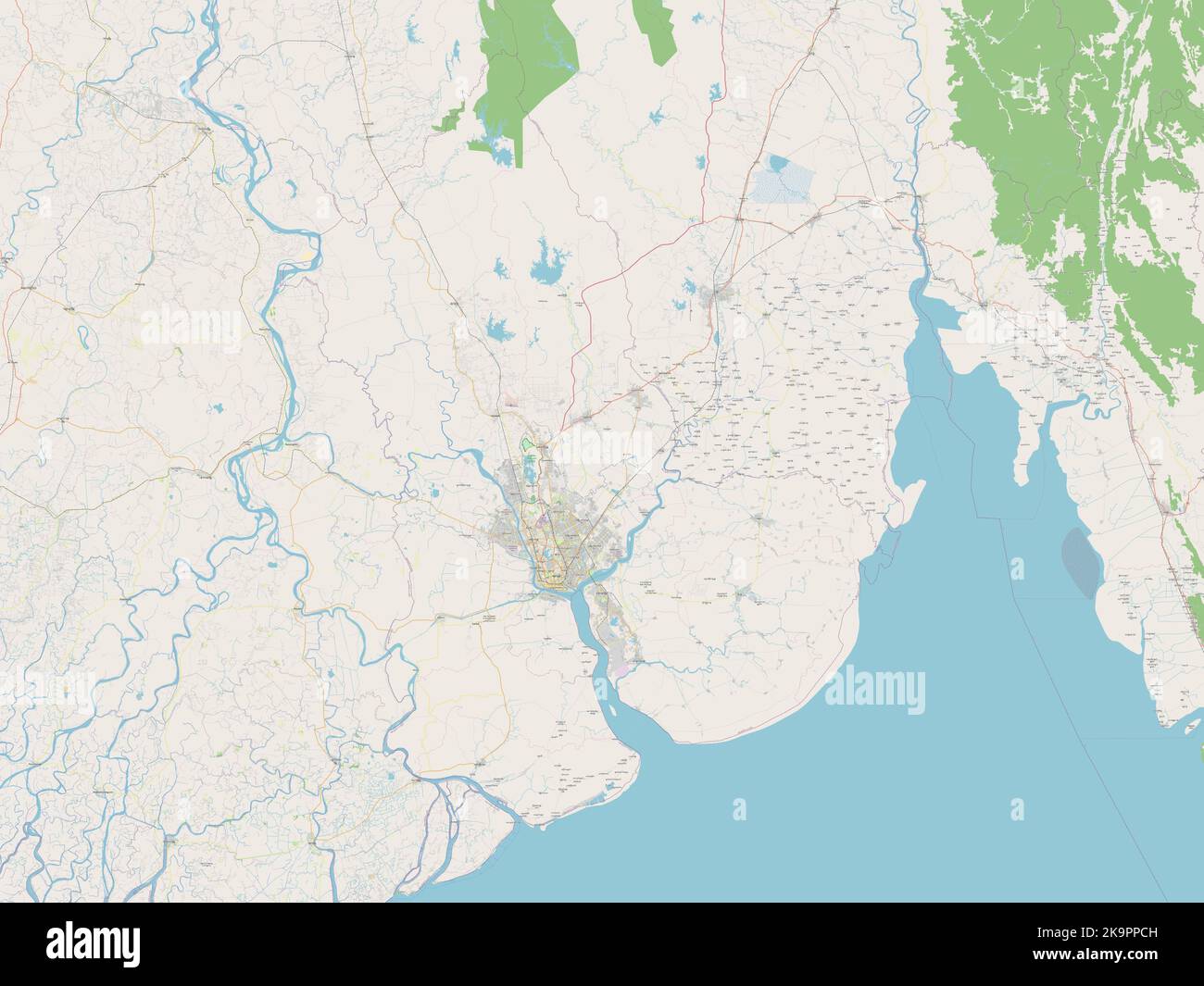 Yangon, divisione di Myanmar. Aprire la mappa stradale Foto Stock