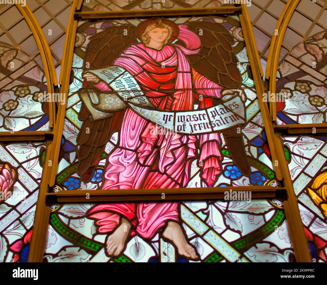 Museo di St. Mungo di vita religiosa & Arte Stained Pre-Raphélite Edward Burne-Jones (Morris & Co.), Angeli, 1882. Foto Stock