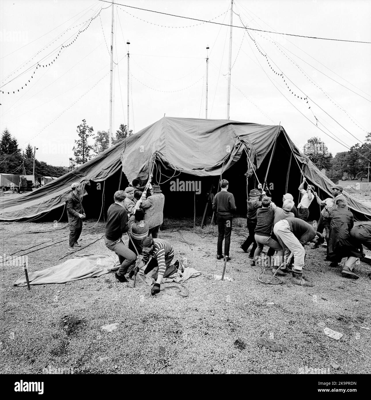Circo Scott. Costruzione di tende da circo Foto Stock