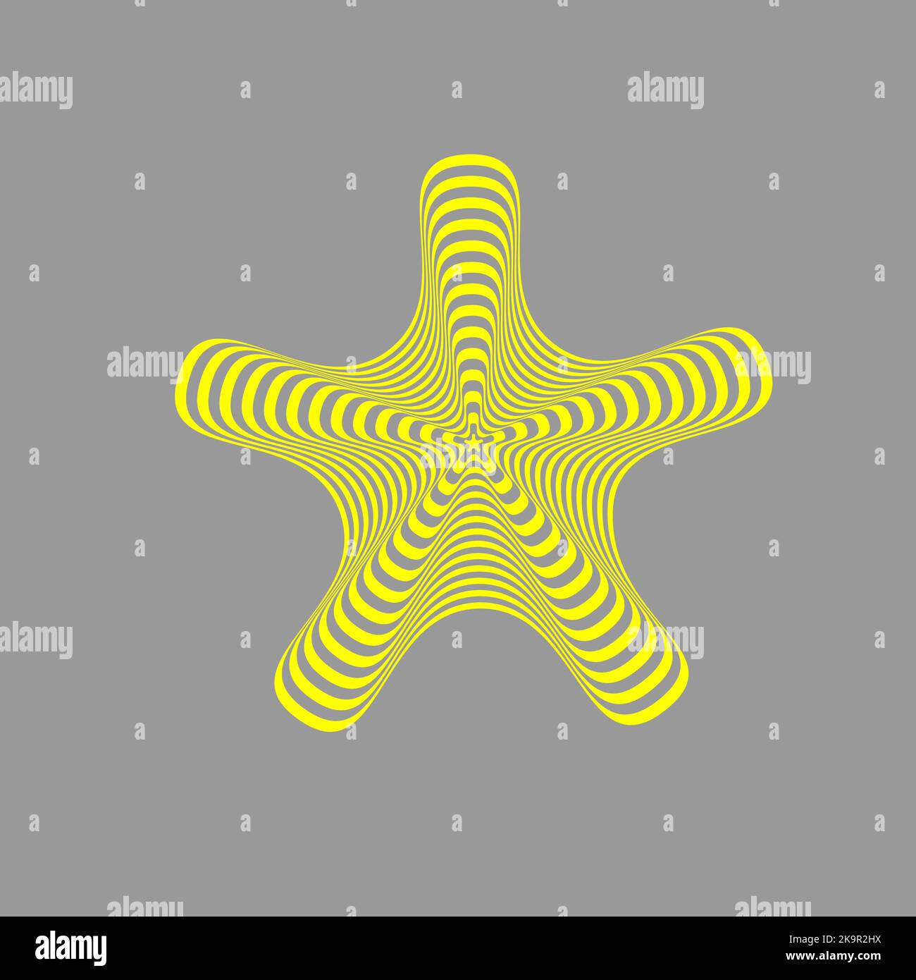 Illusione ottica. Forma vettoriale astratta nei colori grigio e giallo. Illustrazione Vettoriale