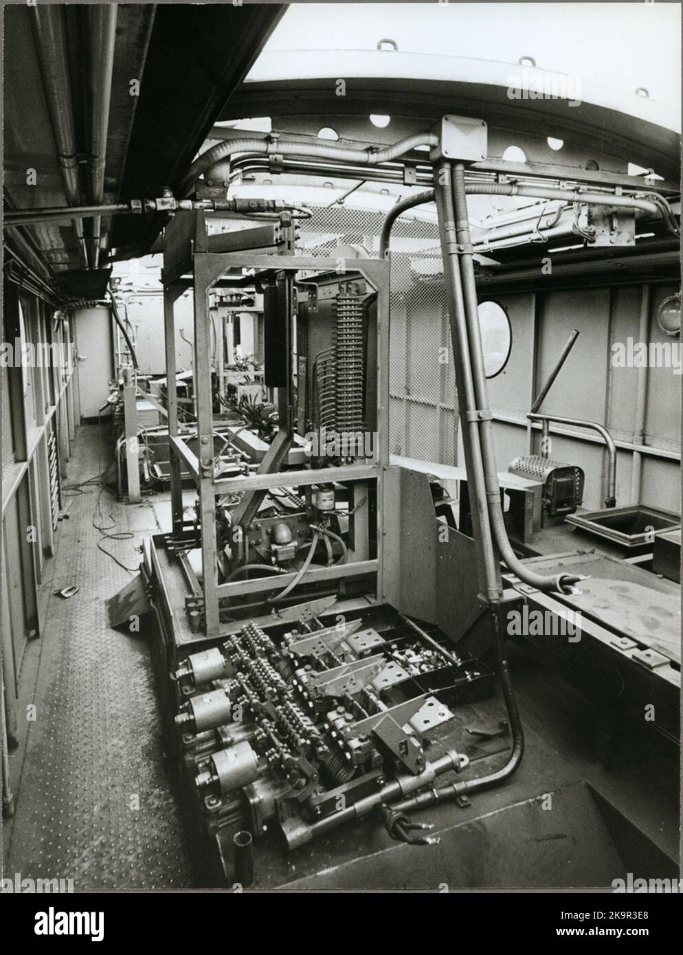 Interno di Trafikaktiebolaget Grängesberg - Oxelösund Ferrovie, TGOJ ma 407 con la maggior parte del controllo. Foto Stock