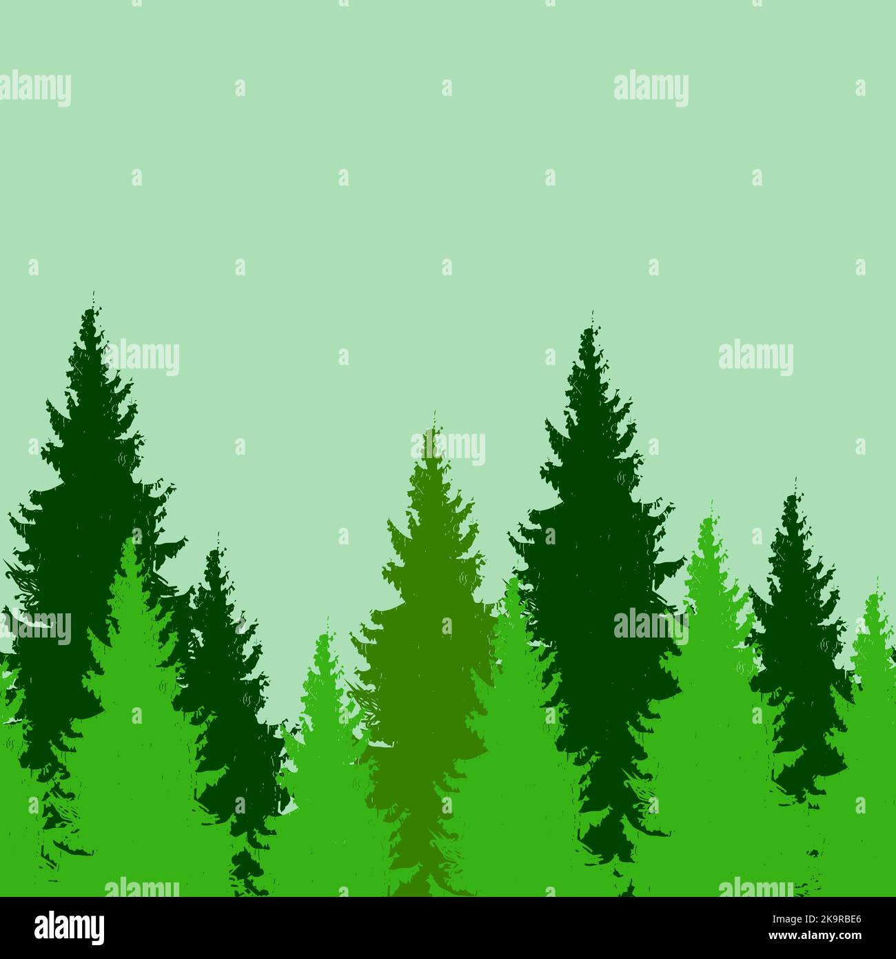 Modello senza cuciture con alberi di abete rosso. Sfondo natura infinito. Elementi di design per web, stampe, inviti, biglietti, tessuti, carta da imballaggio regalo. Illustrazione Vettoriale