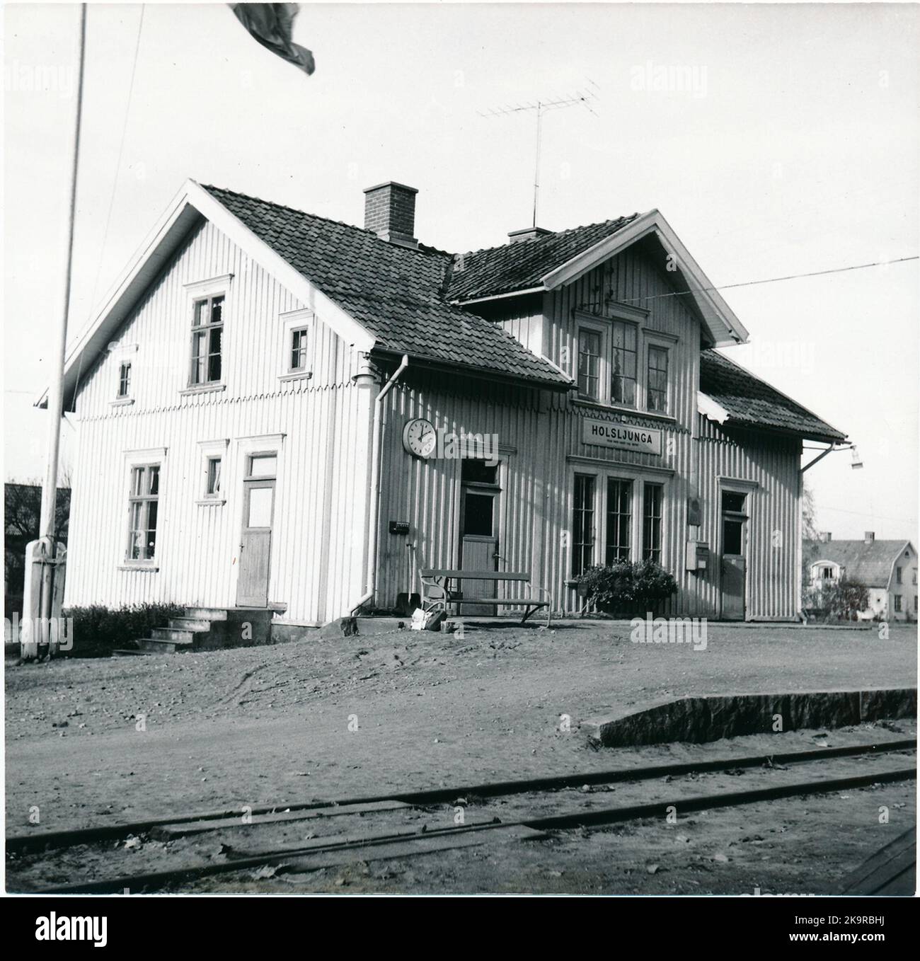 Ferrovia Falkenbergs, stazione di Fj Holsljunga chiusa da Falkenberg-Limmared 1.11.59 dopo le 1. 16.12.60.Ance 2 Foto Stock