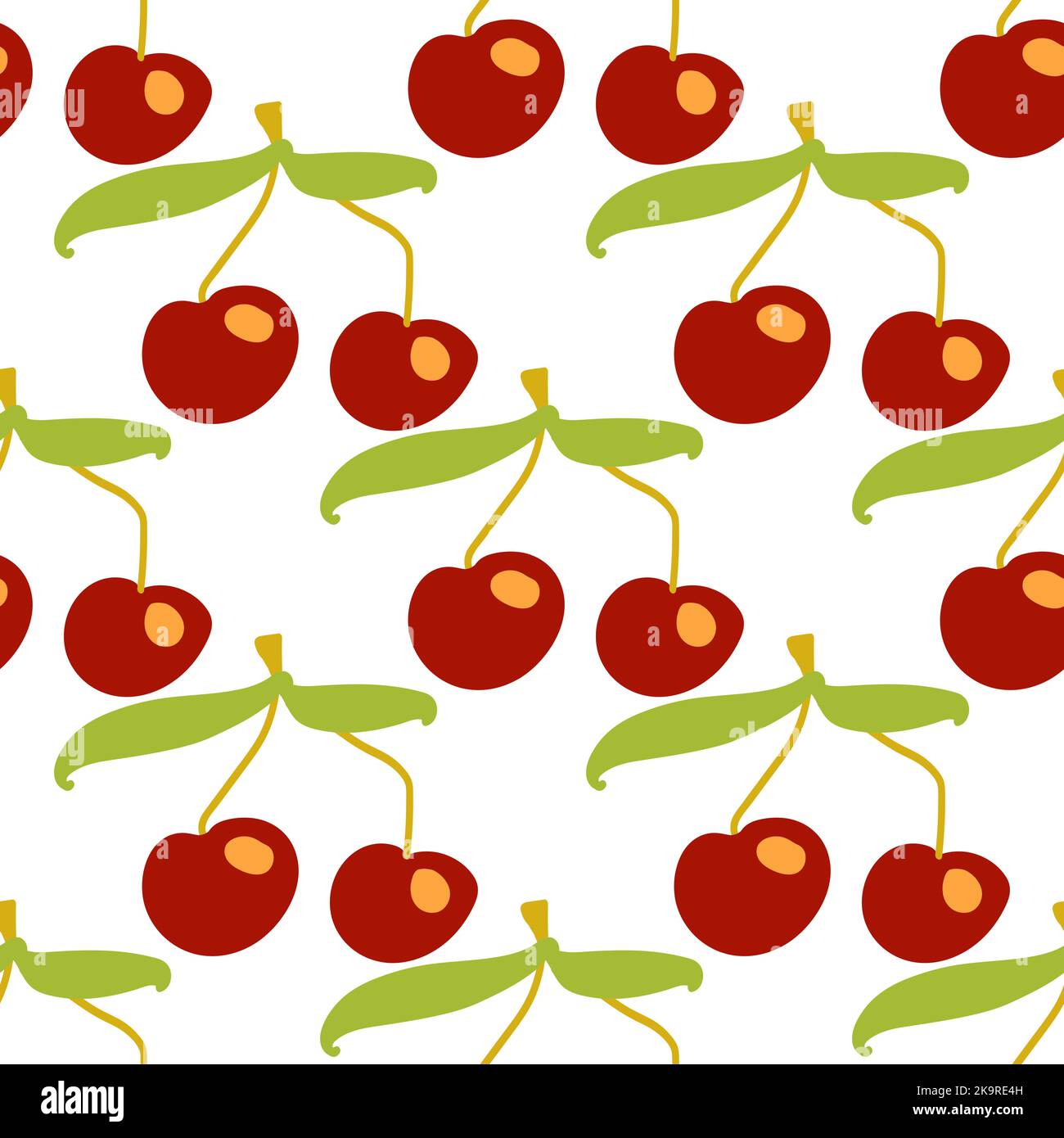 Texture senza cuciture. Sfondo decorativo con i frutti rossi di ciliegia estiva. Motivo vettoriale colorato per tessuti, articoli di cancelleria, carta da parati, involucri Illustrazione Vettoriale