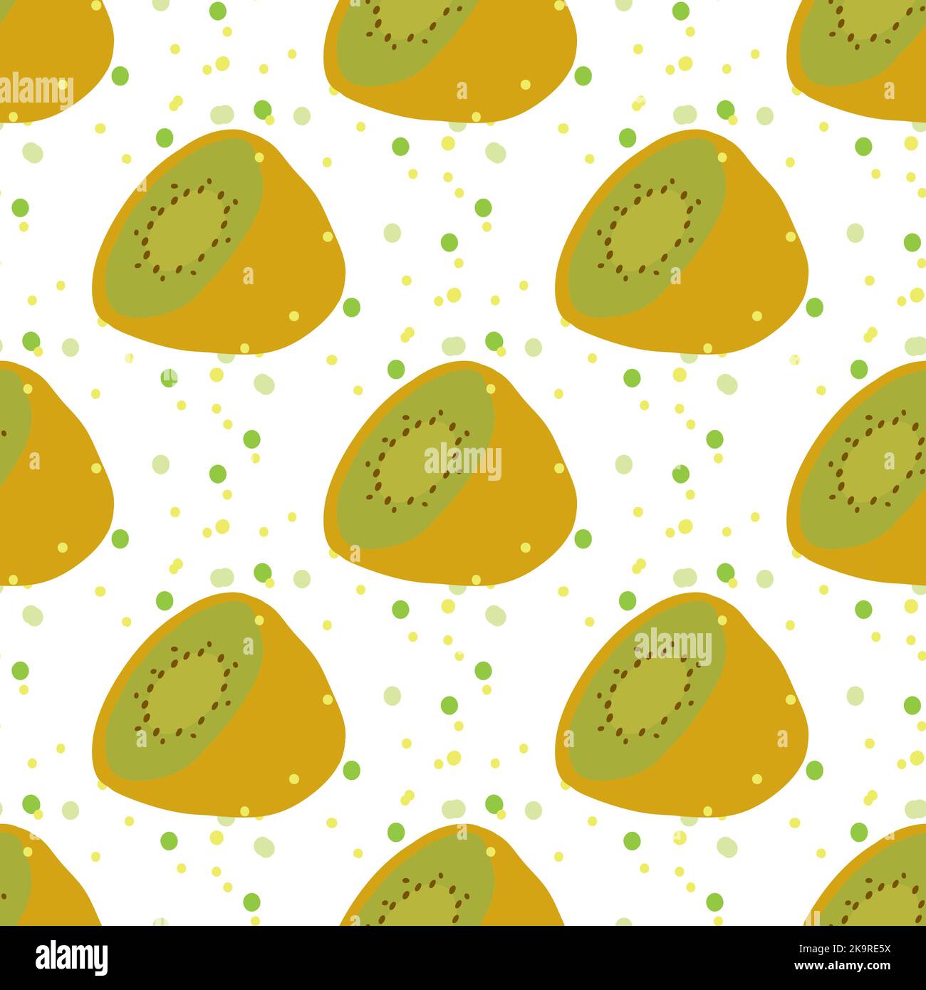 Texture senza cuciture. Sfondo decorativo con frutti estivi verdi kiwi. Motivo vettoriale colorato per tessuti, cartoleria, carta da parati, carta da parati Illustrazione Vettoriale