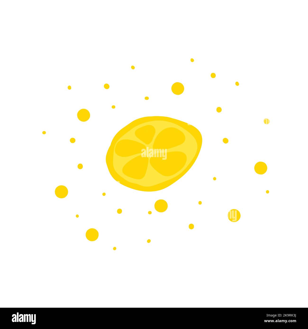 Carino mano disegnata scheda con divertente limone frutta immagine fetta Illustrazione Vettoriale