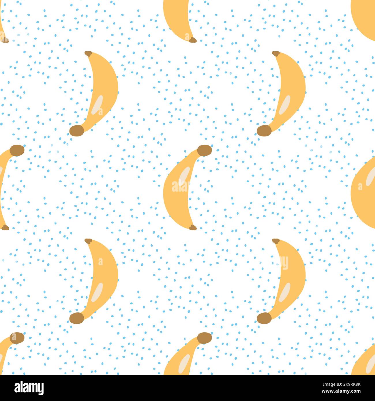 Texture senza cuciture. Sfondo decorativo con frutti estivi di banana. Motivo vettoriale colorato per tessuti, cartoleria, carta da parati, carta da imballaggio, Illustrazione Vettoriale