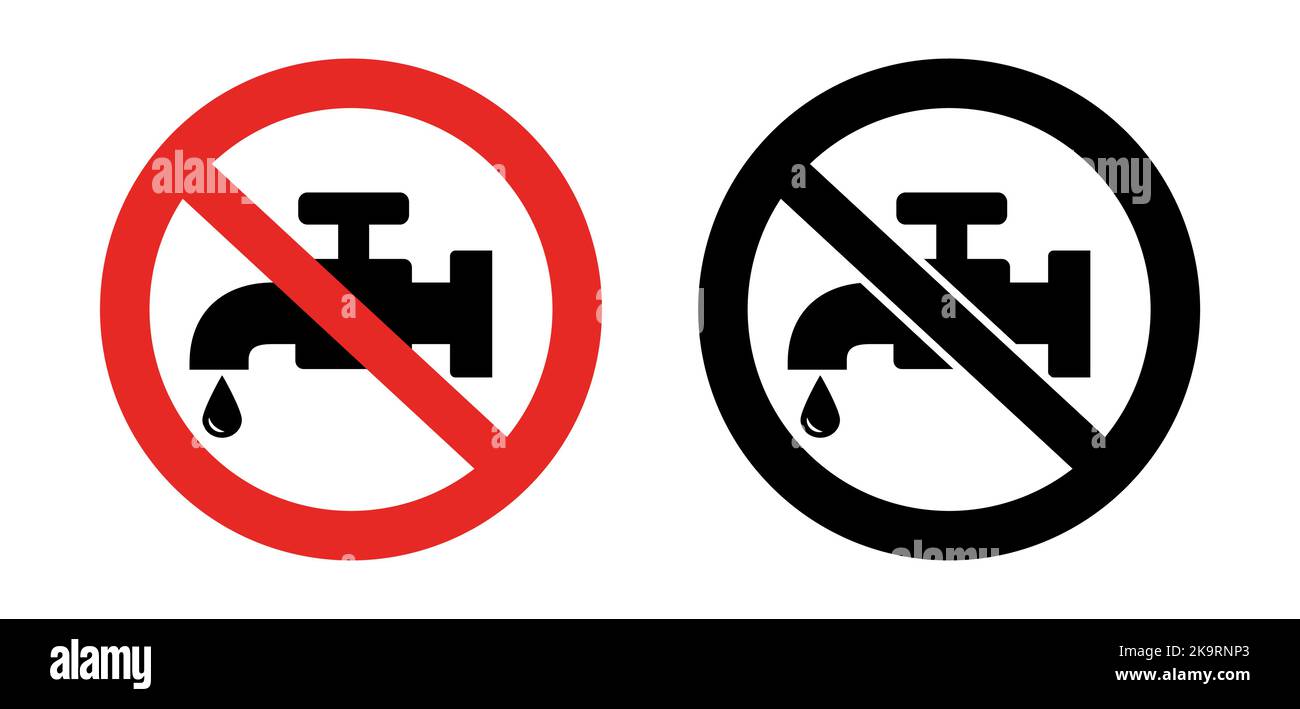 Nessuna presenza di acqua dal cartello del rubinetto o acqua ristretta usare il simbolo di illustrazione del vettore Illustrazione Vettoriale