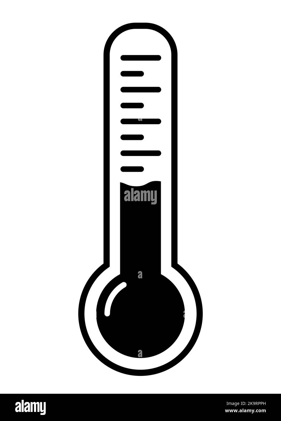 Simbolo del termometro per le temperature della scala calda e fredda icona dell'illustrazione vettoriale dello strumento di misurazione Illustrazione Vettoriale