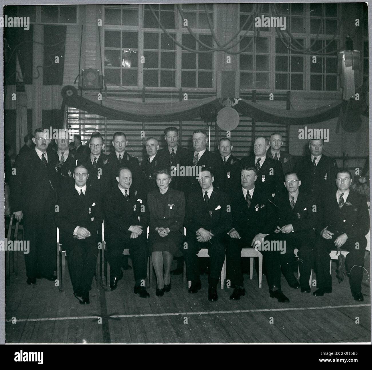 Inaugurazione della linea di elettrificazione Långsele - Boden. Foto di gruppo dopo la divisione medaglia. Foto Stock