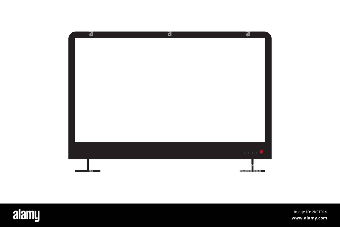 TV 4K lcd a schermo piatto o oled, plasma, illustrazione realistica, monitor bianco bianco mockup. Monitor widescreen a schermo piatto mockup Illustrazione Vettoriale