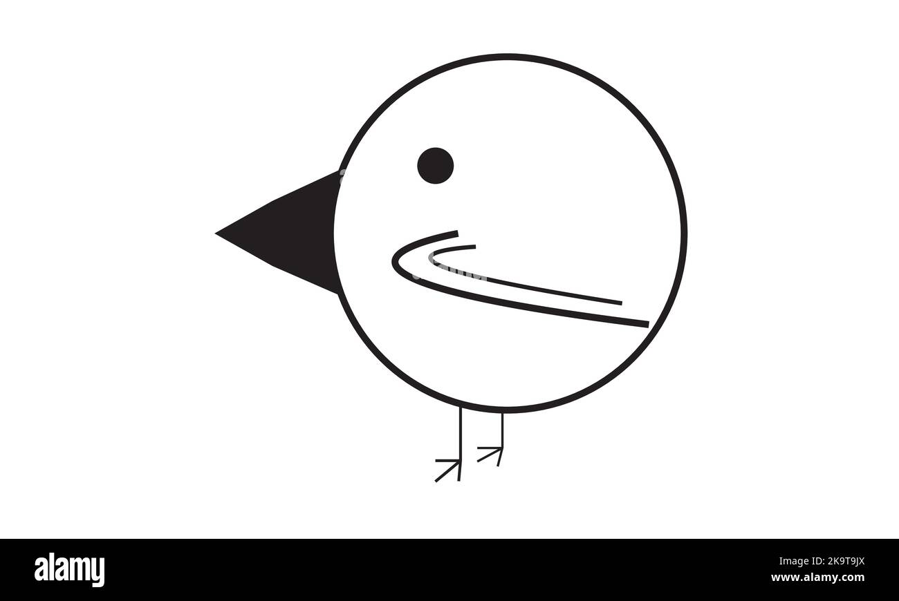 Una singola riga di gabbiano selvatico per l'identità del logo aziendale. Cute uccello mascotte concetto per conservazione simbolo del parco nazionale. Illustrazione Vettoriale