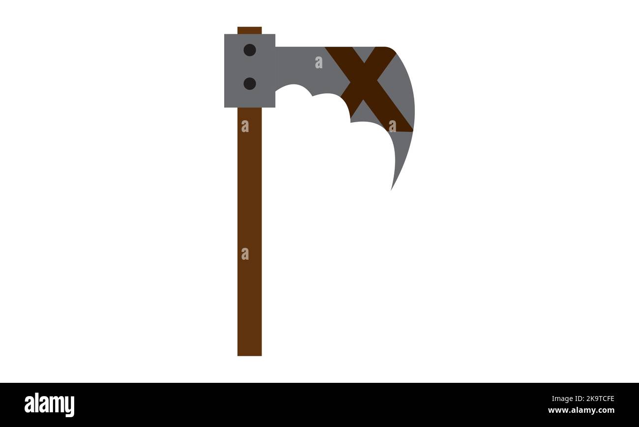 Illustrazione vettoriale di un'ascia da fuoco normale e rossa. Illustrazione dell'icona Axe. Assi tradizionali utilizzati per il disboscamento e il soccorso antincendio. Illustrazione Vettoriale