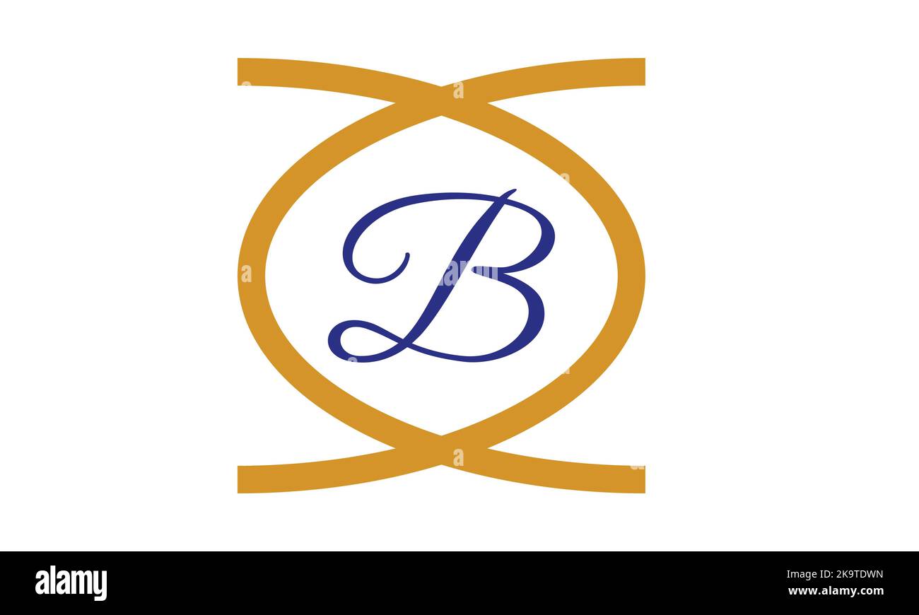 B Letter Logo Design con cerchio dorato . Illustrazione del vettore Letter. Illustrazione Vettoriale