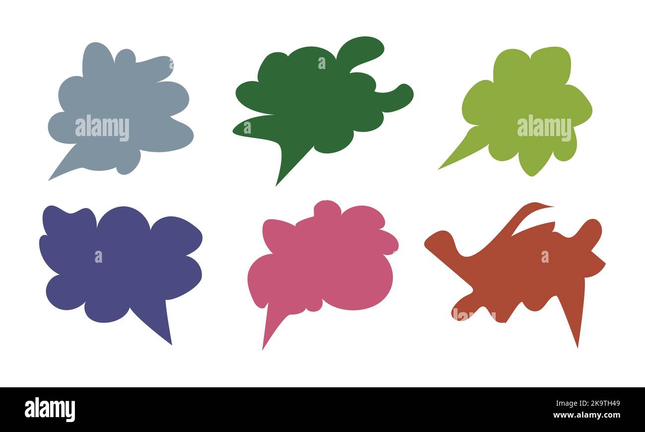 Icona fumetto chat nuvole di voce vettoriale. Collezione colore pastello doodle per parlare, dialogo, decorazione su sfondo bianco. Illustrazione Vettoriale