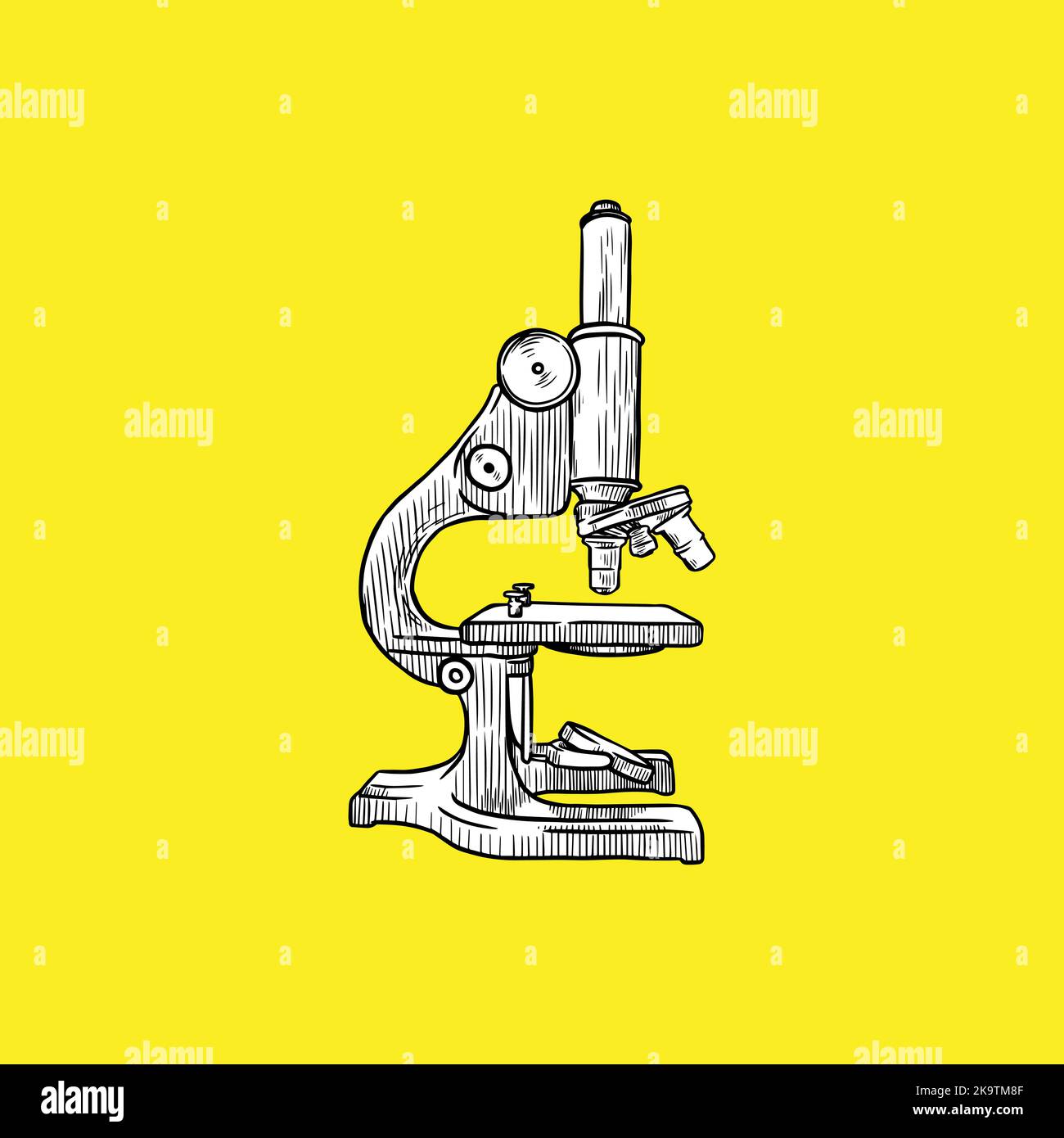 Microscopio. Disegnato a mano. Vintage Style - Vector Illustrazione Vettoriale