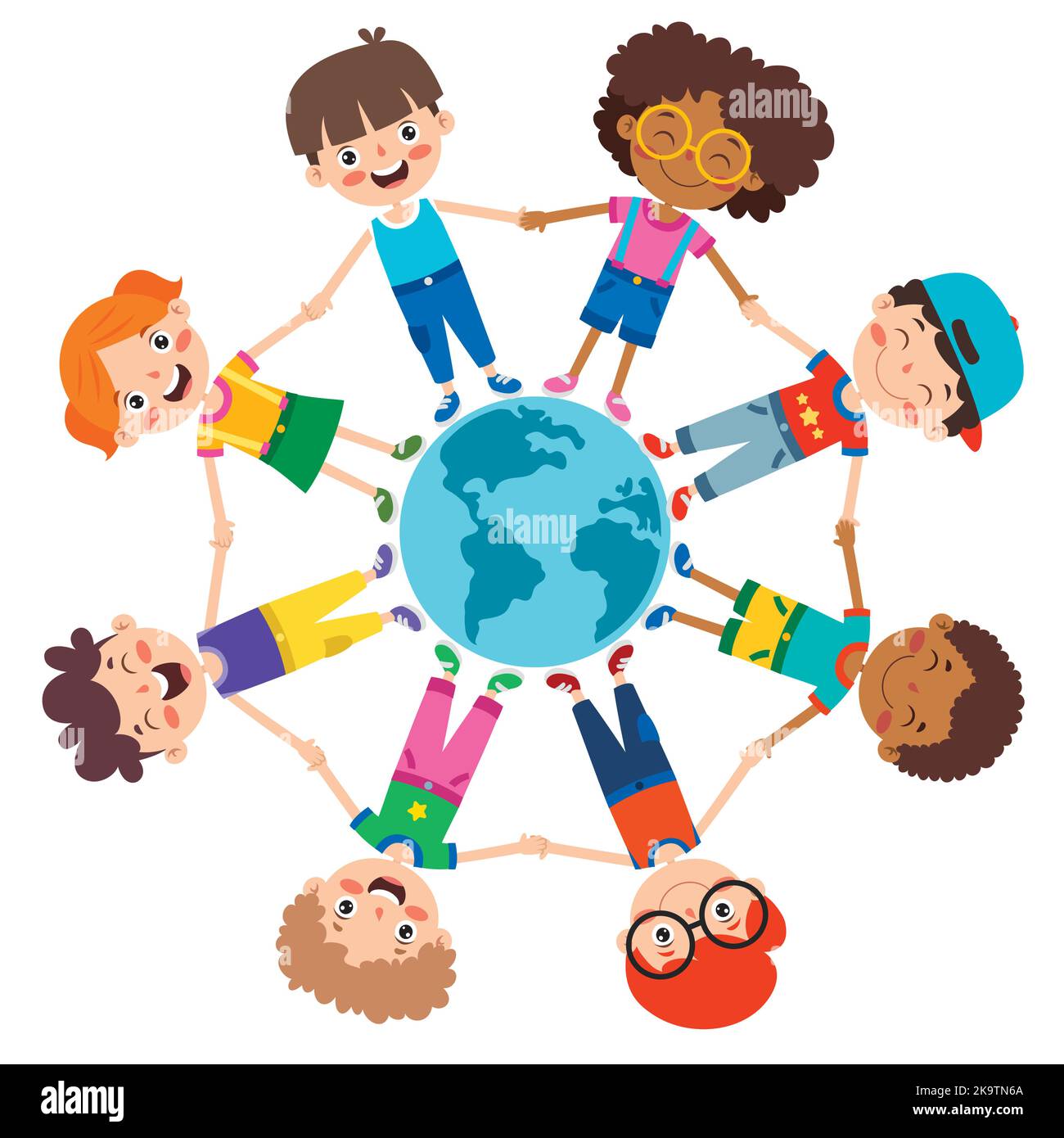 Felici ragazzi multietnici che giocano insieme Illustrazione Vettoriale