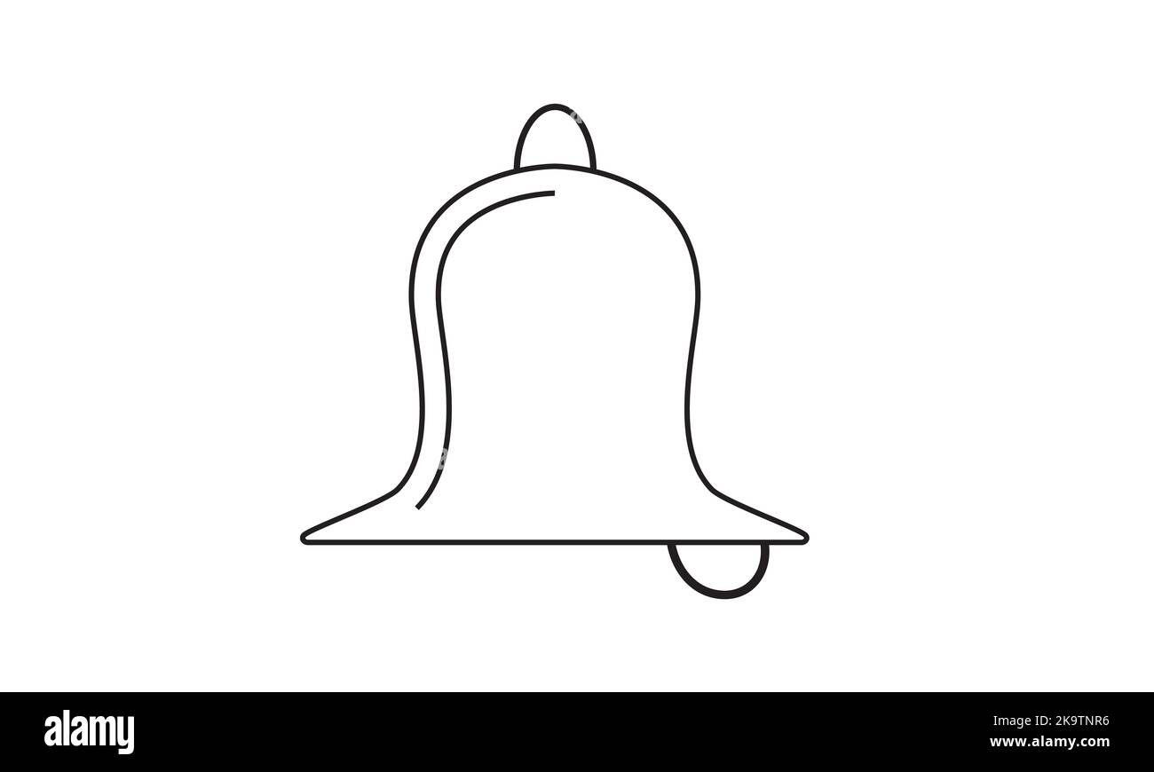 Icona a forma di campana in elegante stile piatto isolato su sfondo grigio. Simbolo di notifica per il vostro web site design, logo, app, UI. Illustrazione Vettoriale