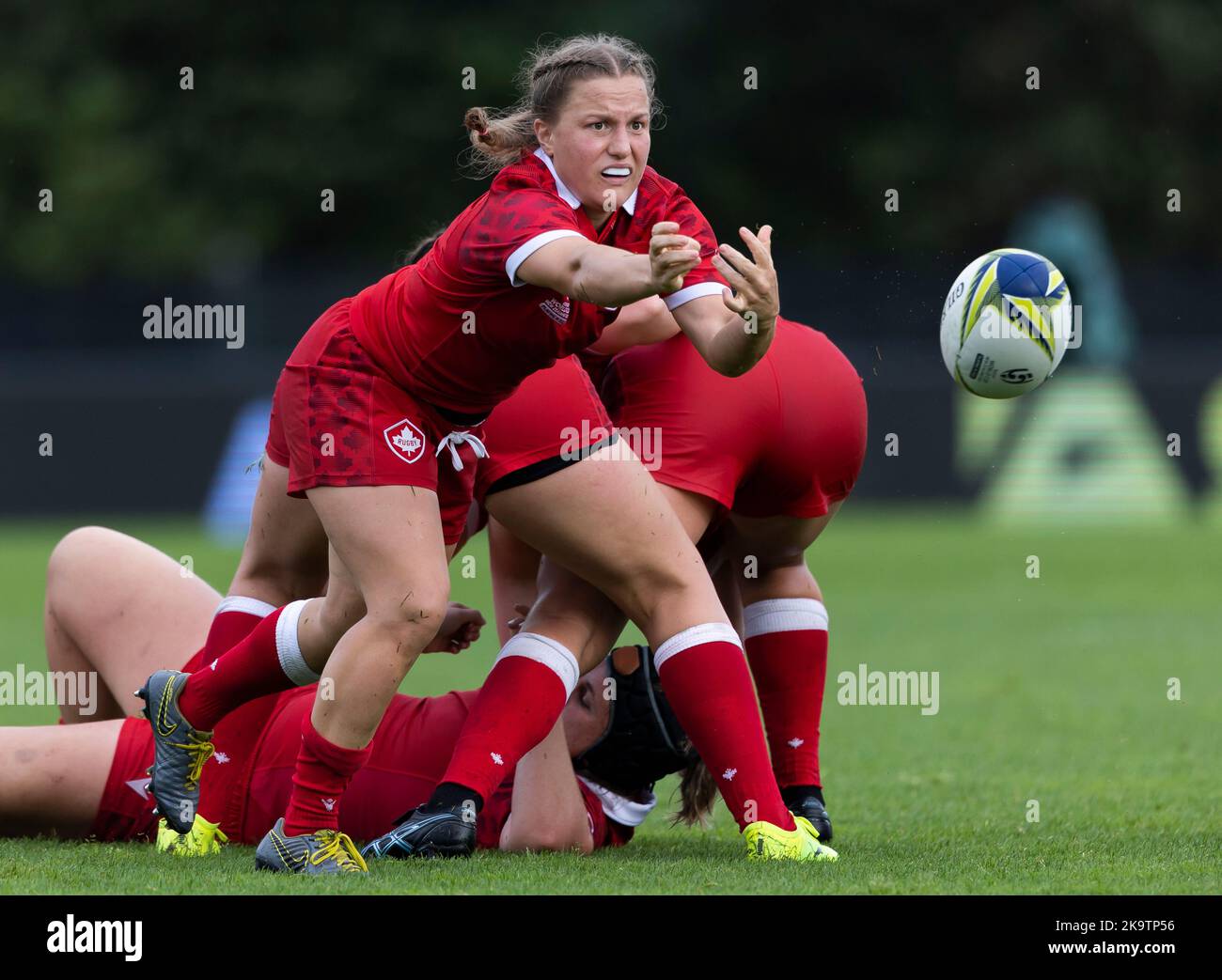 Justine Pelletier del Canada durante la partita di quarti di finale della Coppa del mondo di rugby femminile al Waitakere Stadium di Auckland, Nuova Zelanda. Data immagine: Domenica 30 ottobre 2022. Foto Stock